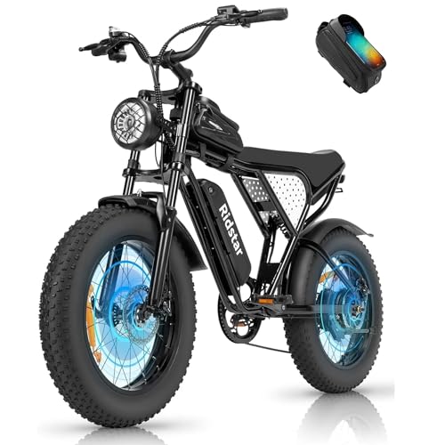 Electric Bike for Adults Q20, Peak 3000/1500W, 37/30MPH,52V 40AH,48V/20AH E-Bike,30-180 Miles Electric Motorcycle, 20' Fat Tire Dirt Bike, UL2849 All Terrain for Mountains, Snow Q20Pro-2000W 52V 40AH