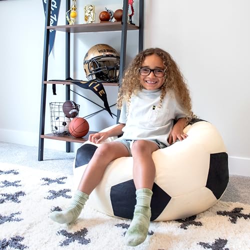 Big Joe Sports Ball Child-Sized Bean Bag Chair for Kids, Soccer Ball Plush, Ultra-Soft Lightweight Polyester Blend, 2.5 Foot Refillable - Thumbnail 5