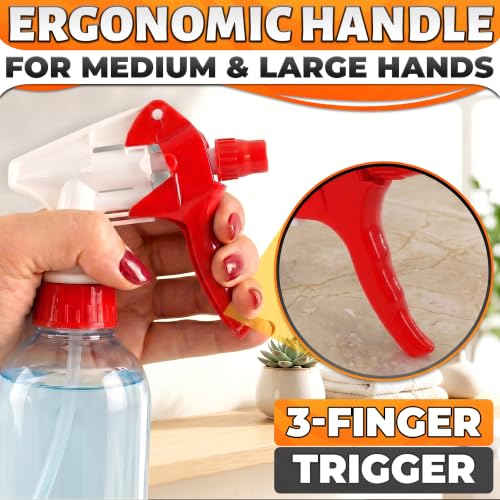 Image of 12 Pcs Spray Bottle Nozzle Replacement Pack - Heavy Duty Leak-Proof Trigger Sprayer for Cleaning Crews, Garden, Pet Care, Auto Detailing & Kitchen - Fits 8, 16, 24, 32 oz Bottles, 28-400 Thread (Red)