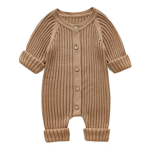 Image of Mubineo Infant Baby Girl Boy Fall Winter Thick Knit One Piece Outfit Romper Jumpsuit Sweater Outwear