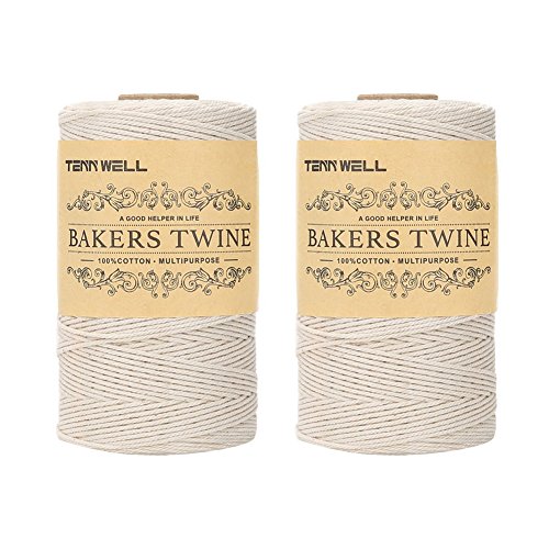 Tenn Well 656 Feet x 2 Rolls Cotton Twine, 3ply Bakers String for Cooking Tying Poultry Meat Making Sausage DIY Crafts (Beige)