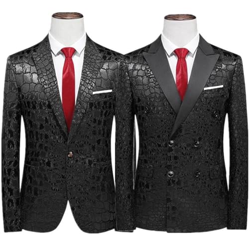 Men Plaid Embroidered Suit Jacket Slim Fit Business Office Coat for Work or Banquet2