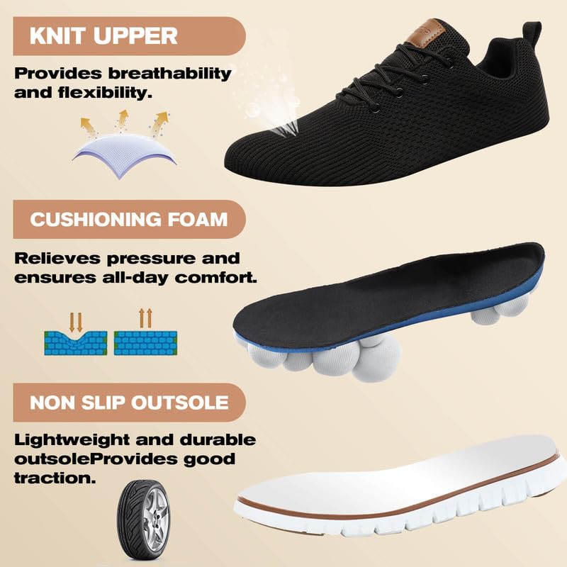 ziitop Men's Running Walking Shoes Fashion Sneakers Mesh Dress Shoes Business Oxfords Shoes Lightweight Casual Breathable Work Formal Shoes - Image 4
