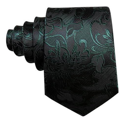 Image of Barry.Wang Paisley Tie for Men Silk Woven Necktie and Tie Clip Set Wedding Party Business Formal