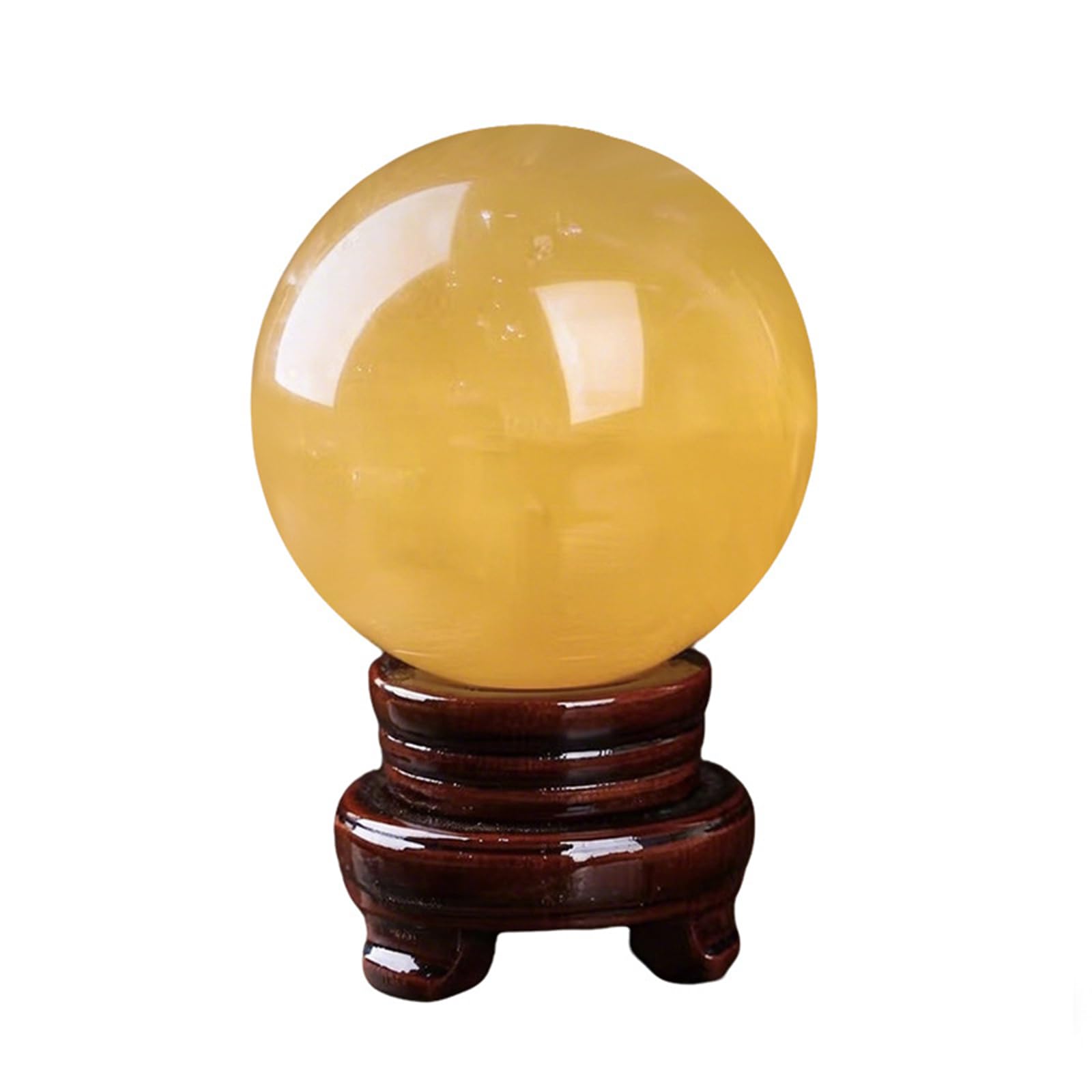 IUYIXWFP Yellow Crystal Ball Wooden Stand and Gift Box for lensball Photography,Fortune Teller,Feng Shui, Witchcraft Decor,Scrying,Magic,3.54in