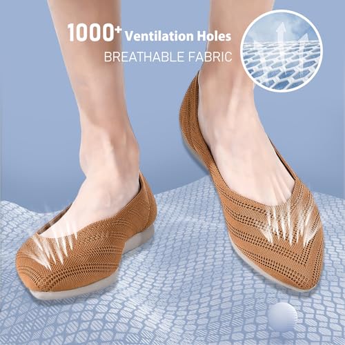 buyrew women39s ballet flats pointed toe knit slip on arch support comfortable dress shoes for women low wedge casual work flats