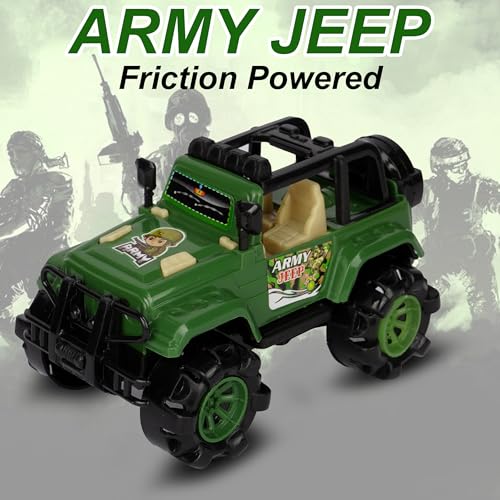 Image of Asian Army Jeep Car Toy for Kids | Push & Go Off-Road Vehicle with Big Durable Wheels & Shockproof Body | Army-Themed Adventure Car Toy for Boys & Girls | 3+ Years