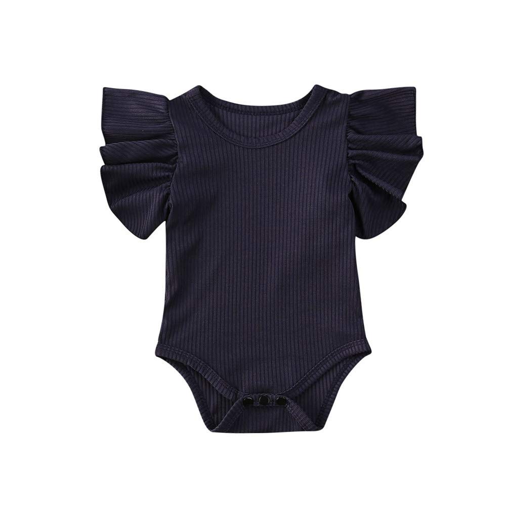 iddolakaNewborn Infant Baby Girl Solid Ruffle Romper Bodysuit Jumpsuit Casual Clothes One Piece Outfit