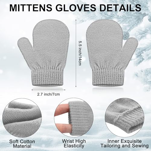 SATINIOR 3 Set Toddler Hat Glove Set, Kids Winter Hats Warm Knitted Beanie Mittens Gloves with Bow for Baby Girls Boys 0-6Y3