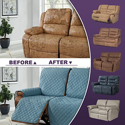 Meillemaison Recliner Sofa Slipcover Couch Covers For 2 Cushion Couch, Non Slip Reclining Loveseat Cover With Elastic Straps, Kids, Dogs, Pets (2 Seater, Blue/Beige) (Mmclkr02C11) #TOP6