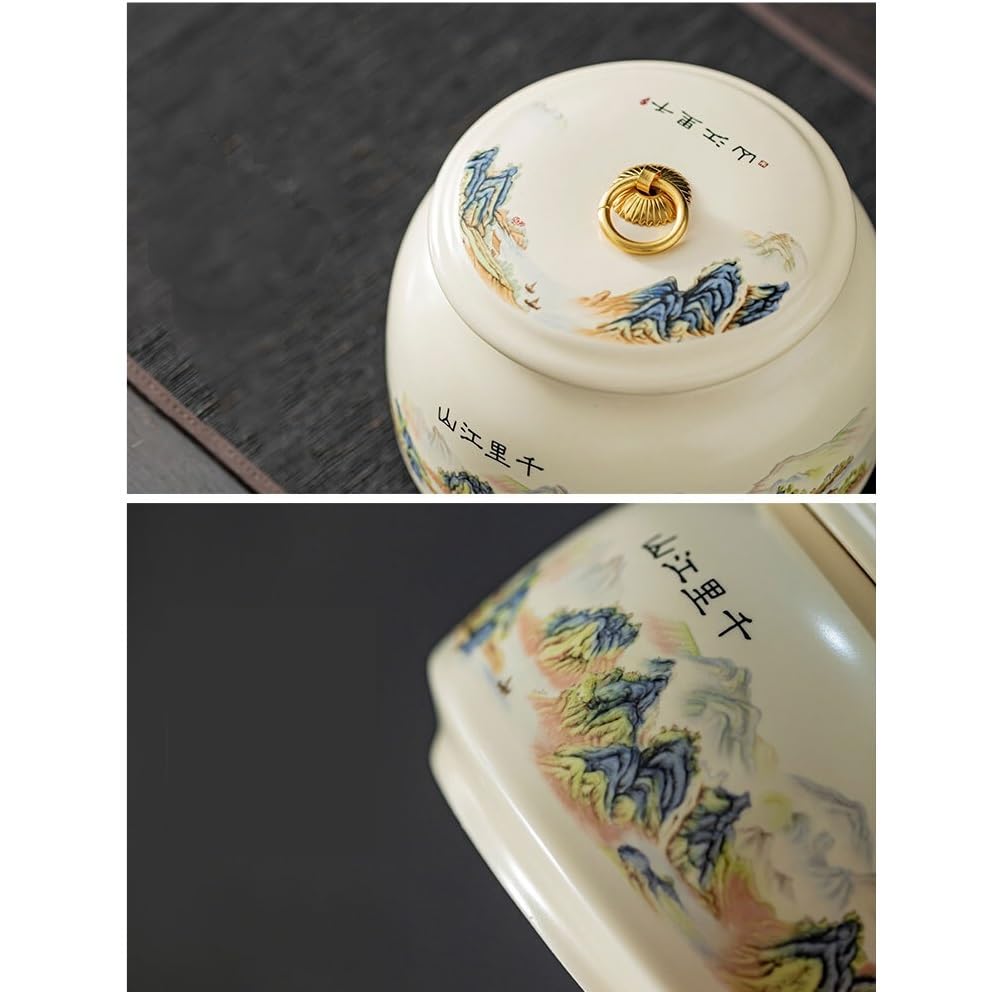 HLTYGWX Zestaw do herbaty Ceramiczne puszki na herbatę Puszki zamykane na herbatę Zielona herbata Czarna herbata Puszki na herbatę Puszki na herbatę Puste puszki Słoik do przechowywania herbaty