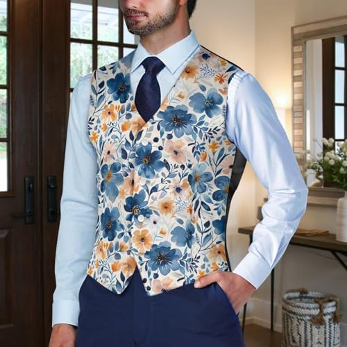 Men's Suit Vest Business Formal Dress 2025 Trendy Waistcoat Vest Button Down Sleeveless Casual3