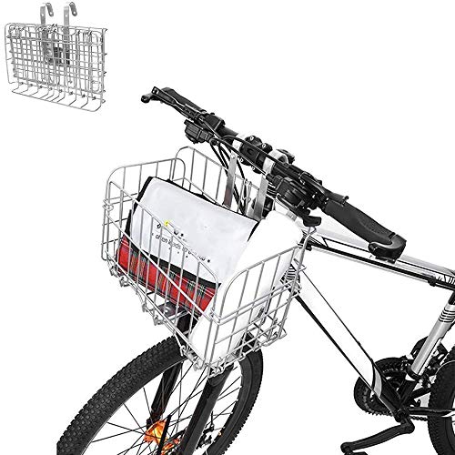 Enkrio 自転車かご 折りたたみ式 自転車バスケット 脱着式 大容量 前かご 取り付け 簡単 山地車 折り畳み車 通勤車等用
