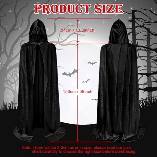 AOOWU Schwarzer Umhang, Mittelalter Umhang Kapuzenumhang, Herren Damen Halloween Umhang mit Kapuze, Umhang kostüm Cape Satin Erwachsene, Umhang Kostüm Mantel für Halloween Weihnachten Karneval Kostüm