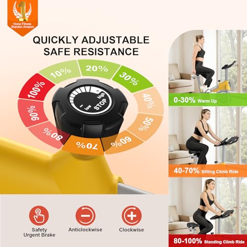 Image of Exercise Bikes for Home,Spin Bike with Adjustable Magnetic,Brake Pad Resistance Silent Belt Drive,350lbs /300lbs Weight Capacity &Upgraded Version Seat for Home Cardio&Weight Loss(QM-530W)