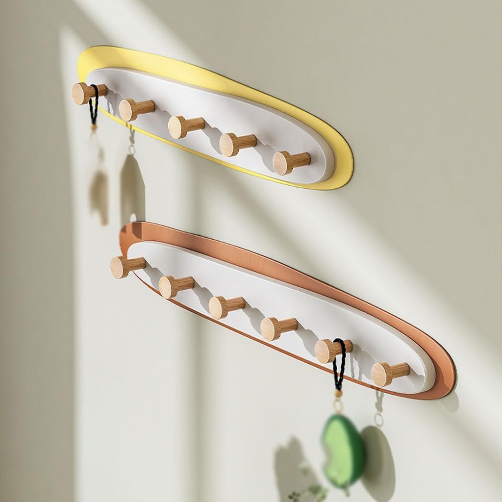 Amazon.co.jp: タオル掛け壁掛けコートラック、木製フック4/5個付き