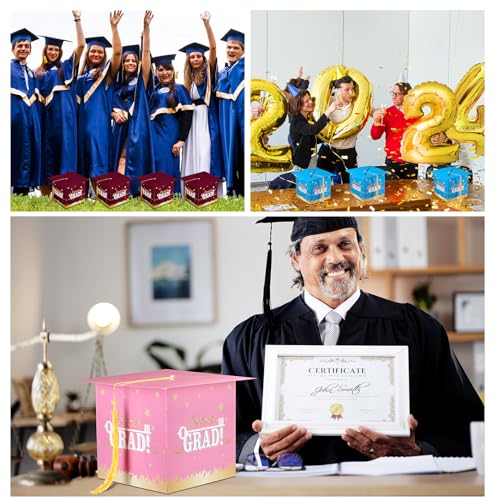 Image of Outus 2026 Grad Card Box with Tassel Congrats Graduation Cap Card Holder for Graduation Gift Box Party Supplies(Maroon,Stylish)