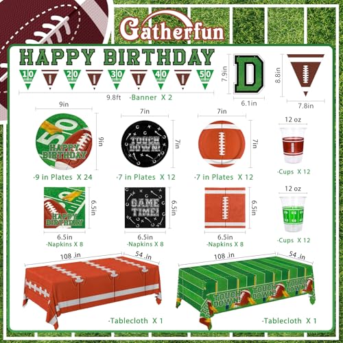 Football Birthday Party Decorations Kit for 24: Football Party Supplies Set with Plates, Dessert Plates, Napkins, Cups, Banner & Touchdown Tablecloth - for Football Tailgate Party Decorations - Image 4