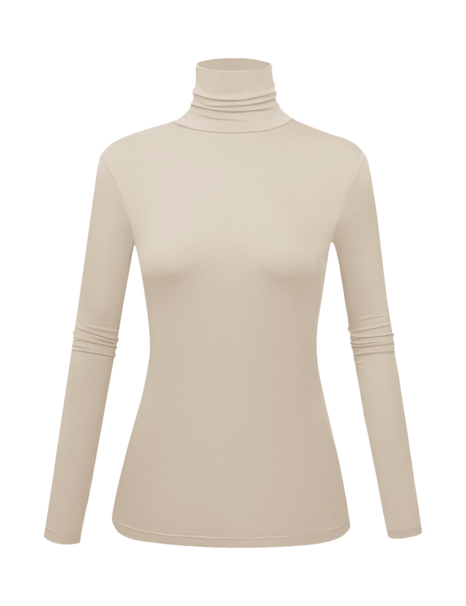 Women's Long Sleeve Turtleneck Shirts Slim Fitted Lightweight Base Layer Casual Tops
