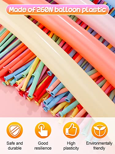 100 Pcs Latex Twisting Balloons, 260 N Balloons Kit For Balloon Animals With 2 Pumps, Durable Long Balloons For Birthday Party Clowns Wedding Decorations, Macaron Color #TOP2
