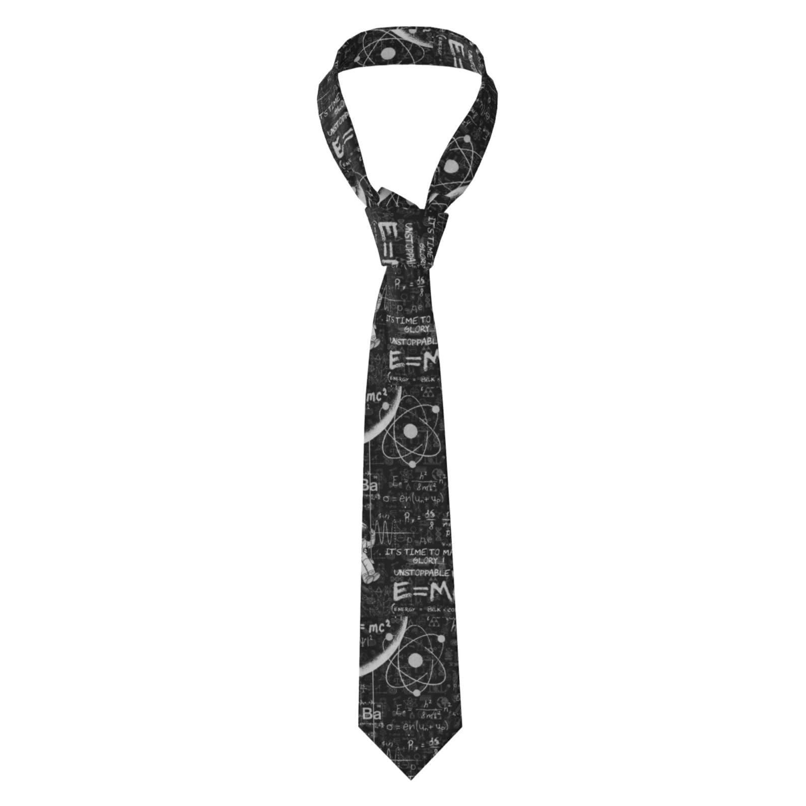 Zorin Men's Black Neckties 8Cm Classic Elegant Ties Astronaut Physics Formulas Suit Accessories For Party Wedding Formal Business Graduation