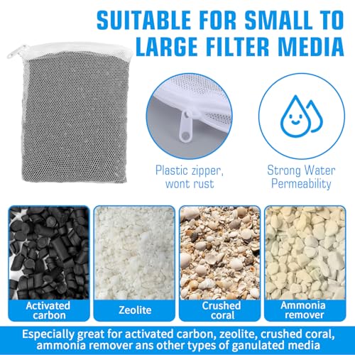 Image of CIATBYYJ 10Pcs Filter Media Bags for Aquarium, Resuable Filter Media Bag, Durable Mesh Aquarium Fish Bags, Mesh Filters Bag with Zipper for Activated Carbon, etc (6 inch x 4 inch)