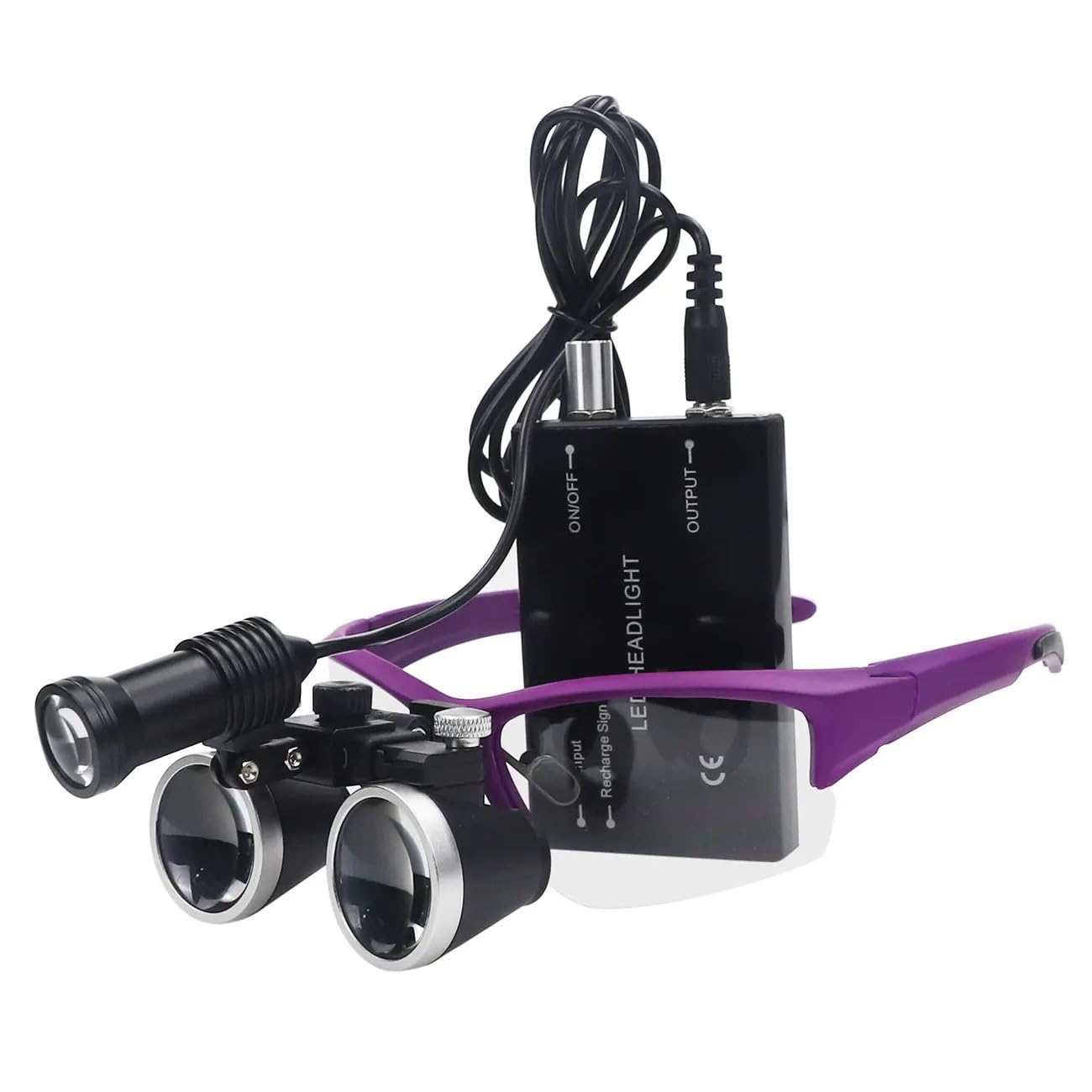 DENTASOP 3.5X/2.5X LED Dental Binocular Magnifier for Surgery and Aesthetics (Purple, 2.5X)