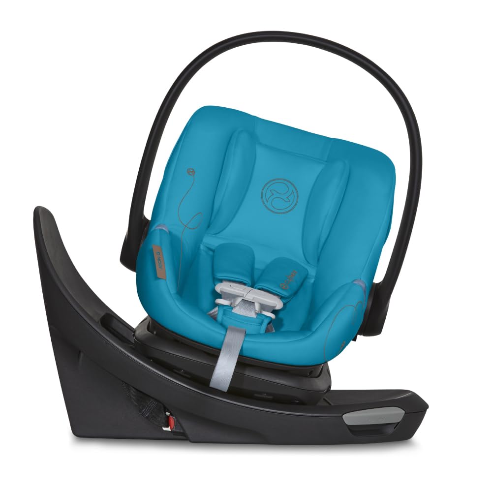 Cybex Aton G Swivel Infant Car Seat with 180-Degree Rotate, Linear Side-Impact Protection, 11-Position Headrest, SensorSafe & Safelock Base, Beach