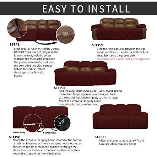 image for Easy-Going 8 Pieces Recliner Sofa Stretch Sofa Slipcover Sofa Cover Fu