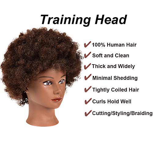 image for N2 African American Mannequin Head with 100% Human Hair Kinky Curly Ha