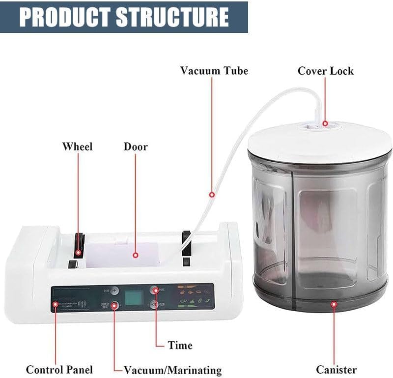 Marinador comercial de vasos de carne, máquina automática de marinado al vacío, pantalla LED, panel de control, 0-10 horas, para marinar carne y verduras
