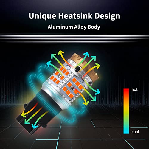 Lasfit 3157 Led Bulb 3057 4057 4157 Turn Signal Light Amber Only Canbus Ready Error Free Built-In Load Resistor Anti-Hyper Flash Automotive Blinker Max 2600Lm, Only For Standard Socket(2Pcs) #TOP5