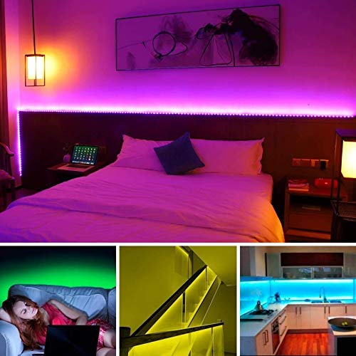 Minger Rgb Led Strip Lights, 16.4Ft Color Changing Light Strips With Remote Controller, Protective Coating, 5050 Led And Diy Mode, Dimmable Full Light Strips For Bedroom, Room, Kitchen #TOP7