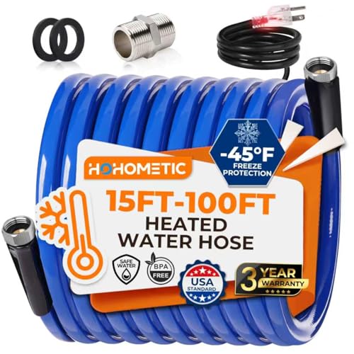 30FT (15-100FT) Heated Water Hose for RV,-45 ℉...