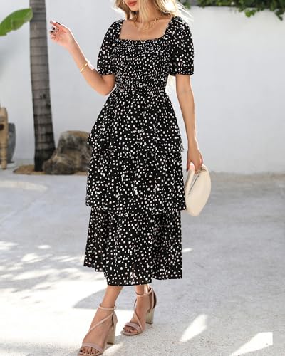 Image of BTFBM Womens Floral Smocked Summer Maxi Dresses