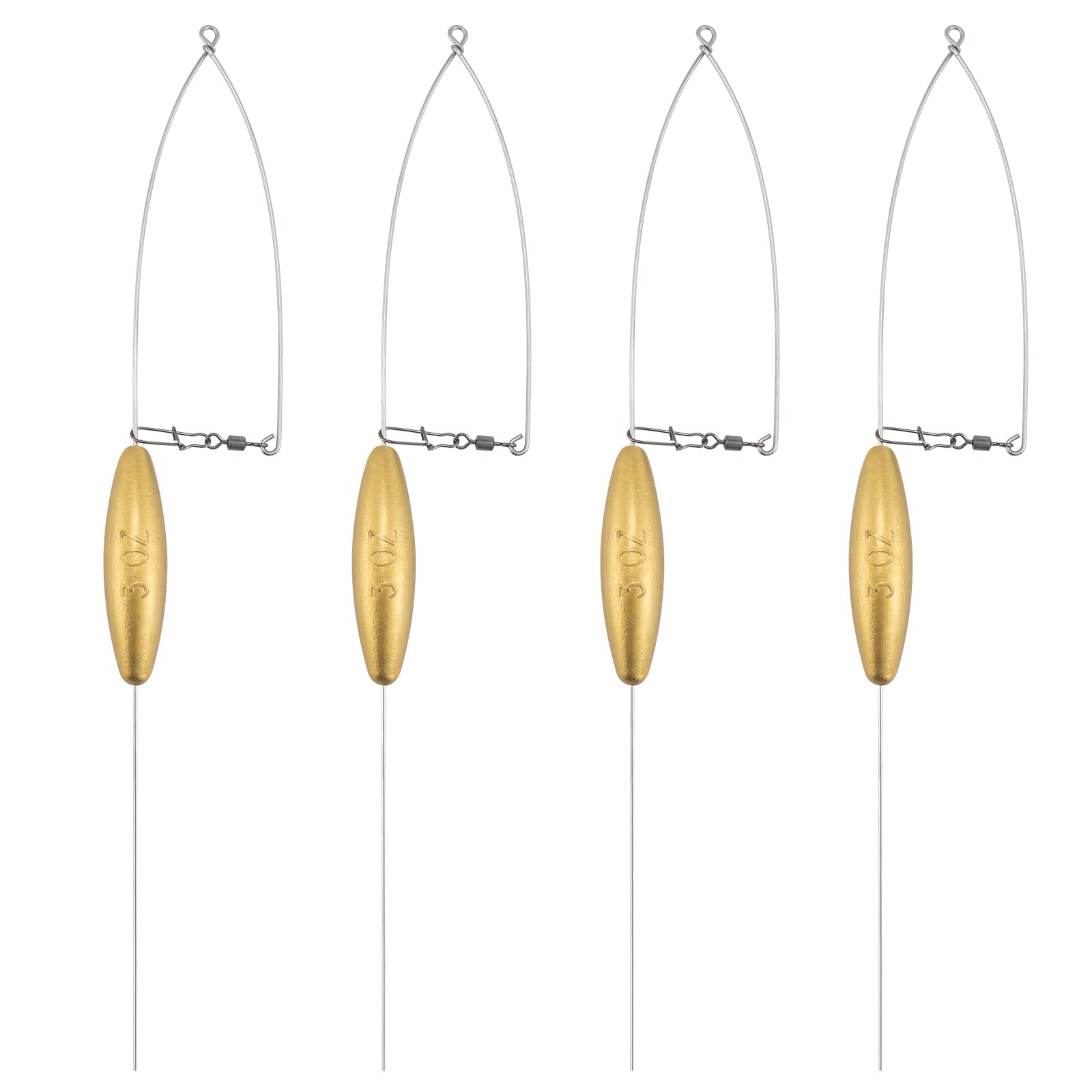 Dr.Fish 4 Pack Bottom Bouncer for Walleye Rigs, Trolling Lead Fishing Weight Sinkers with Stainless Steel Wire Freshwater Fishing