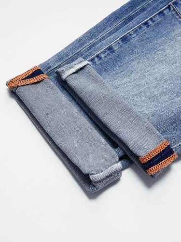 Image of Flamingals Women's Straight Leg Jeans Mid Rise Button Fly Stretchy Wash Stitch Detail 90s Casual Trendy Denim Jeans