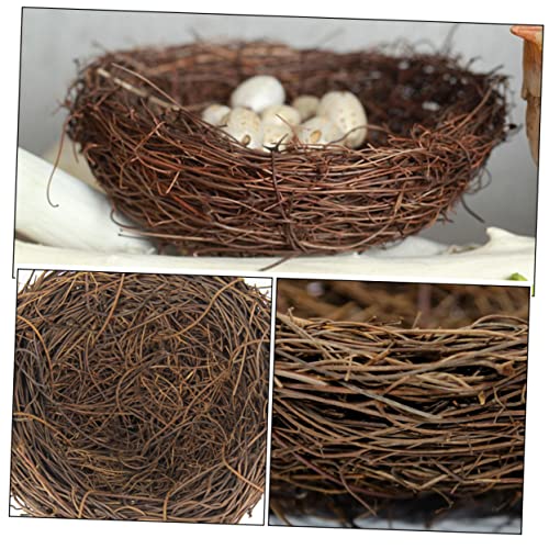Image of Abaodam 6-Pack Decorative Bird Nest Ornaments 4.72 X 4.72 X 1.77 in Rattan Bird Nest Decor for Home Garden Birdcage Accessories Craft and Photo Props