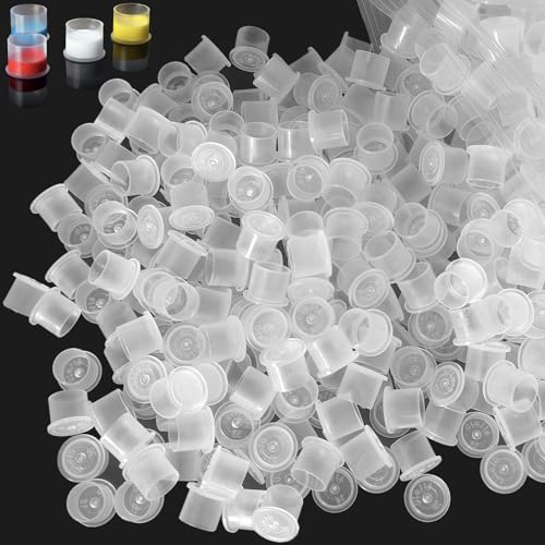 Image of Emalla 1000Pcs Small Tattoo Ink Caps Disposable Tattoo Ink Cups with Base | #11MM Plastic Tattoo Caps Pigment Container Ink Caps Self Standing Ink Cups for Tattoo Ink Tattoo Supplies Tattoo Accessory