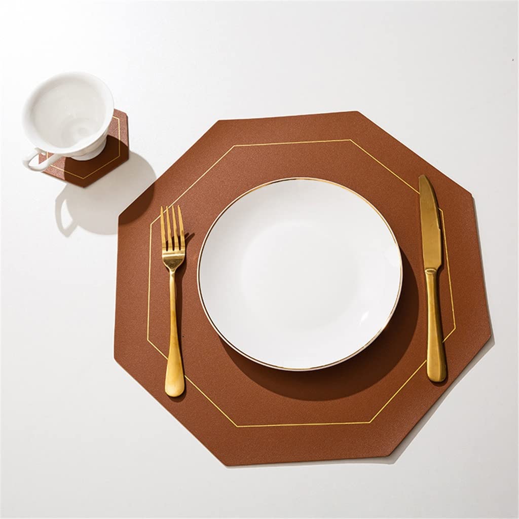 IANSHFKN 6 Pcs Leather Placemat Insulation Pad Western Placemats Coaster Pads Table Mats Tableware Kitchen Accessorie