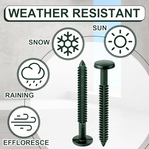 Image of Blulu 36 Pcs 3 Inch Vinyl Shutter Fastener Window Panel Peg Lok Pin Pegs Screws Shutter Spikes Anchor (Midnight Green)