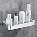 DUFU Estanteria Baño Sin Taladro Estanteria Ducha Autoadhesivo Organizador de Almacenamiento Antioxidante Sin daños Rectangular de Vidrio Templado Aluminio Espacial Accesorios de Baño 25cm Plateado