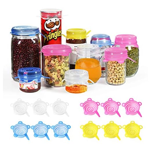 longzon Tapas Silicona Ajustables Cocina, 12 Piezas de Tapas de Silicona Reutilizables Ecológicas con Tapa de Cerveza,Tapas Silicona para Latas, Sin BPA, para Lavavajillas, Refrigerador - Redonda