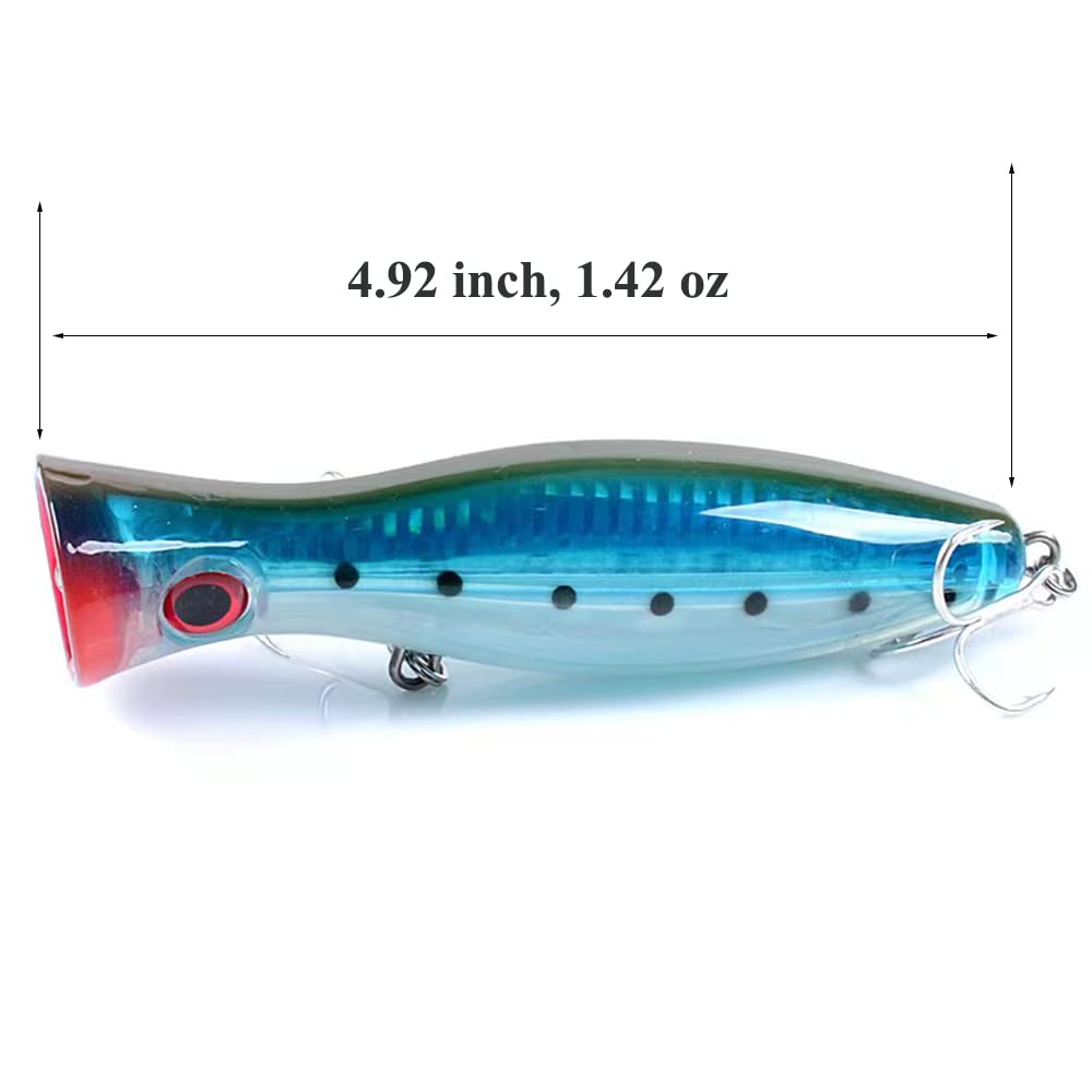 3Pcs Hard Large Top Water Popper Saltwater Fishing Lures Set,as Topwater Poppers Lure for Bass Salmon Trout Walleye Redfish 38