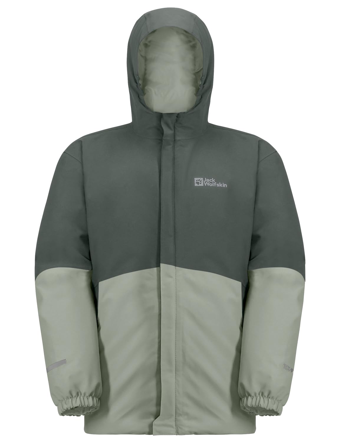Jack Wolfskin - BLOCKY JACKET K, Chaqueta de plumas niños unisex, slate green/mint leaf,