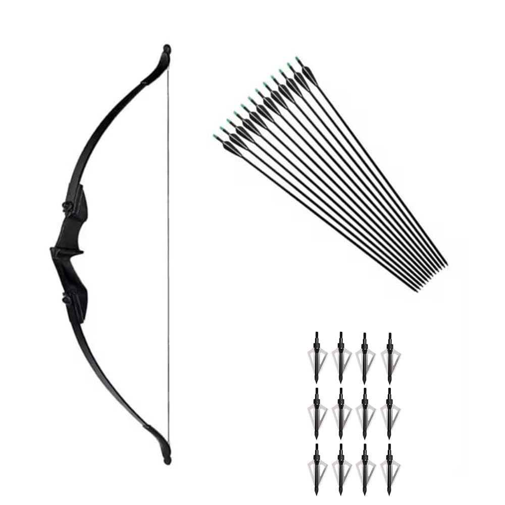53" Takedown Recurve Bow and Arrow Set Adult 30/40LBS Archery Right Left Hand Archery Target Practice Outdoor Hunting 12pcs Arrow (F-12arrows+12broadheads, 30lbs)