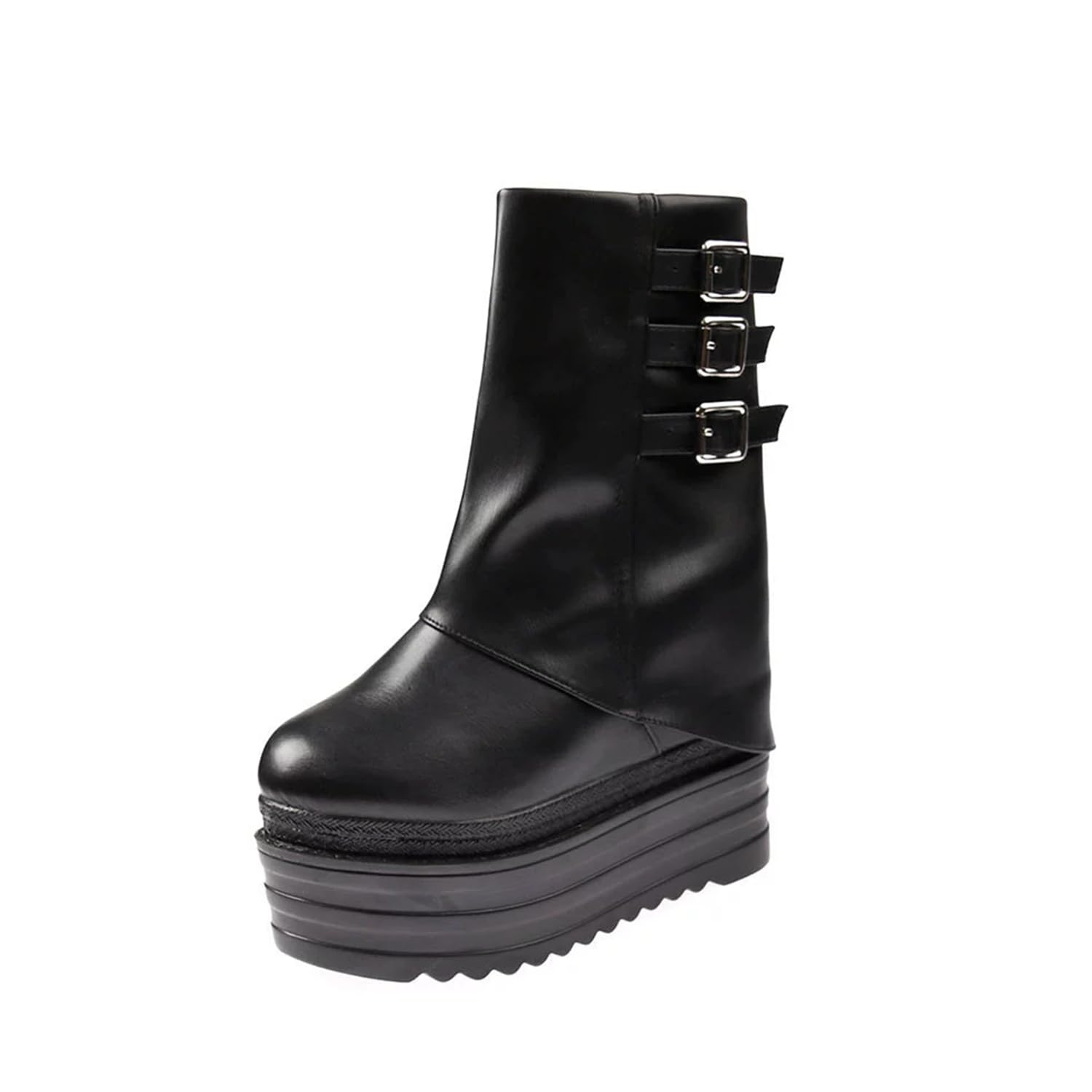 Stivaletti con Zeppa con Plateau Height Boost da Donna, Stivaletti Stringati con Punta Tonda Taglia 5 per spettacoli teatrali, concerti