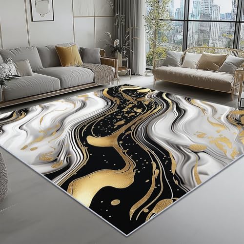 Alfombra de área Color, para la decoración del Pasillo Alfombras 120 x 180 cm Interiores Antideslizantes Alfombras Abstracto Líquido Pintura Mármol Pelo Corto Lavables Alfombras de Sala de Estar