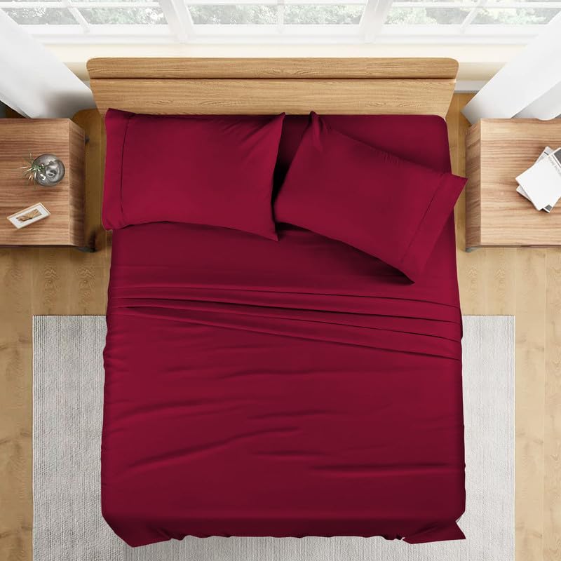 Threadinbox Crib Size 800 Thread Count 100% Pima Cotton 4-Piece Sheet Set, Sateen Weave, with 14-16 Inch Deep Pocket Snug Fit (Burgundy Solid)