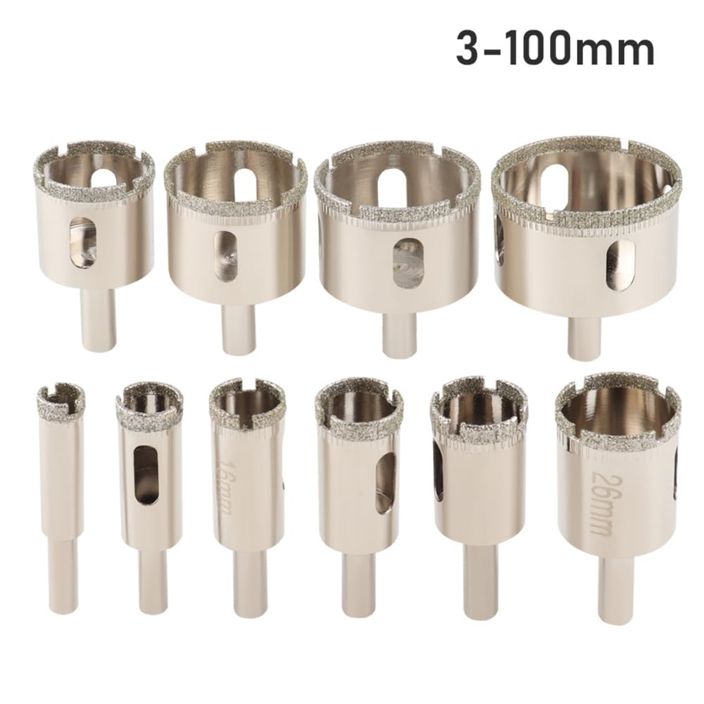1 pieza de sierra perforadora de vidrio de 3-100 mm, brocas recubiertas de diamante, corona de perforación para azulejos, mármol, herramientas eléctricas de cerámica, 70MM